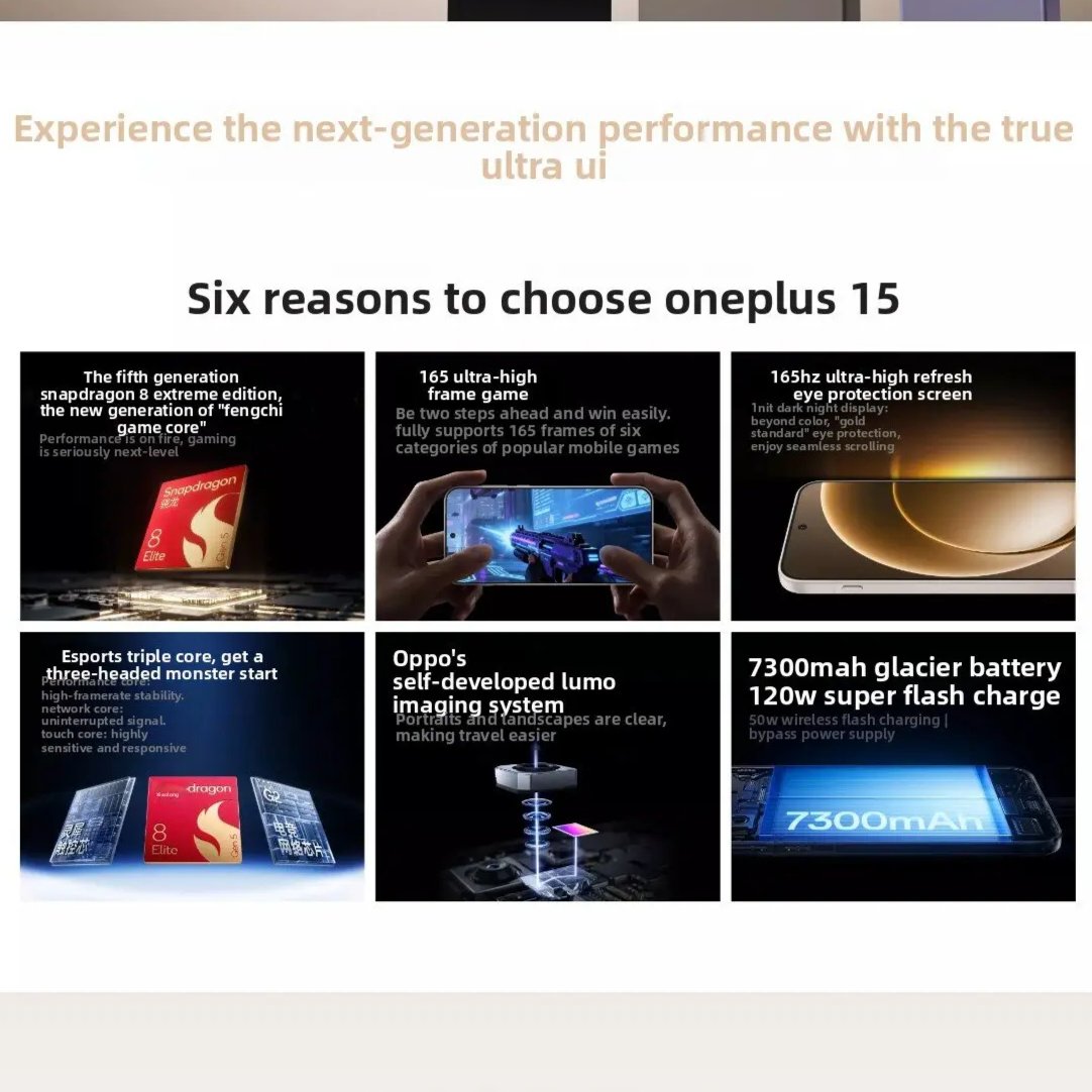 OnePlus 15 5G 6,78''AMOLED 165HZ Snapdragon 8 Elite Gen 5 7300mAh 120W - Gambar 2