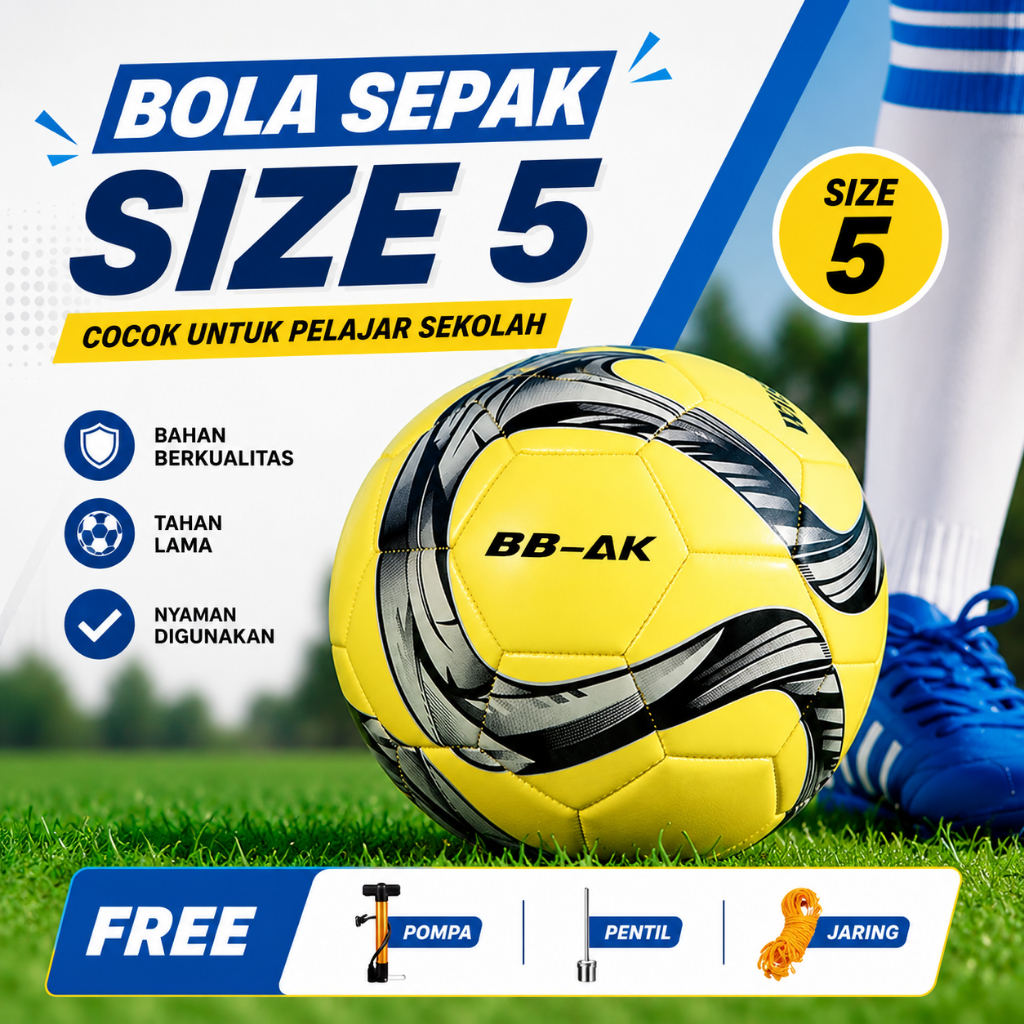 Bola Sepak Anak Wolf Thorn Size 5 PVC Tebal Tahan Lama Jahit Mesin dengan Banyak Pilihan Motif Cocok untuk Main dan Latihan Anak