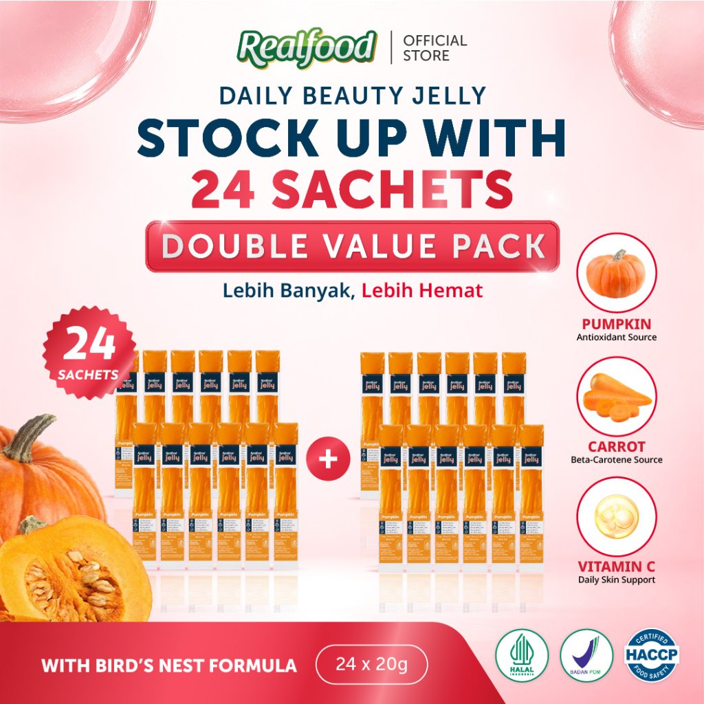 BUY 12 GET 12 Realfood Jelly Pumpclear Sarang Burung Walet dengan Vitamin C, Ekstrak Wortel dan Labu Kuning