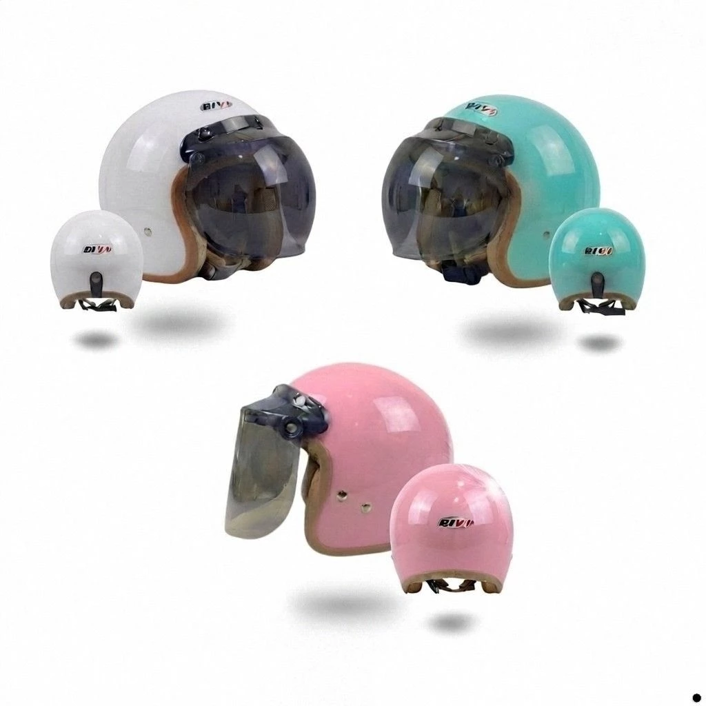 Helm Bogo Retro Original SNI BIVI PREMIO Helm Half Face Vintage Klasik Modis dan Elegan Pria Wanita Ukuran L