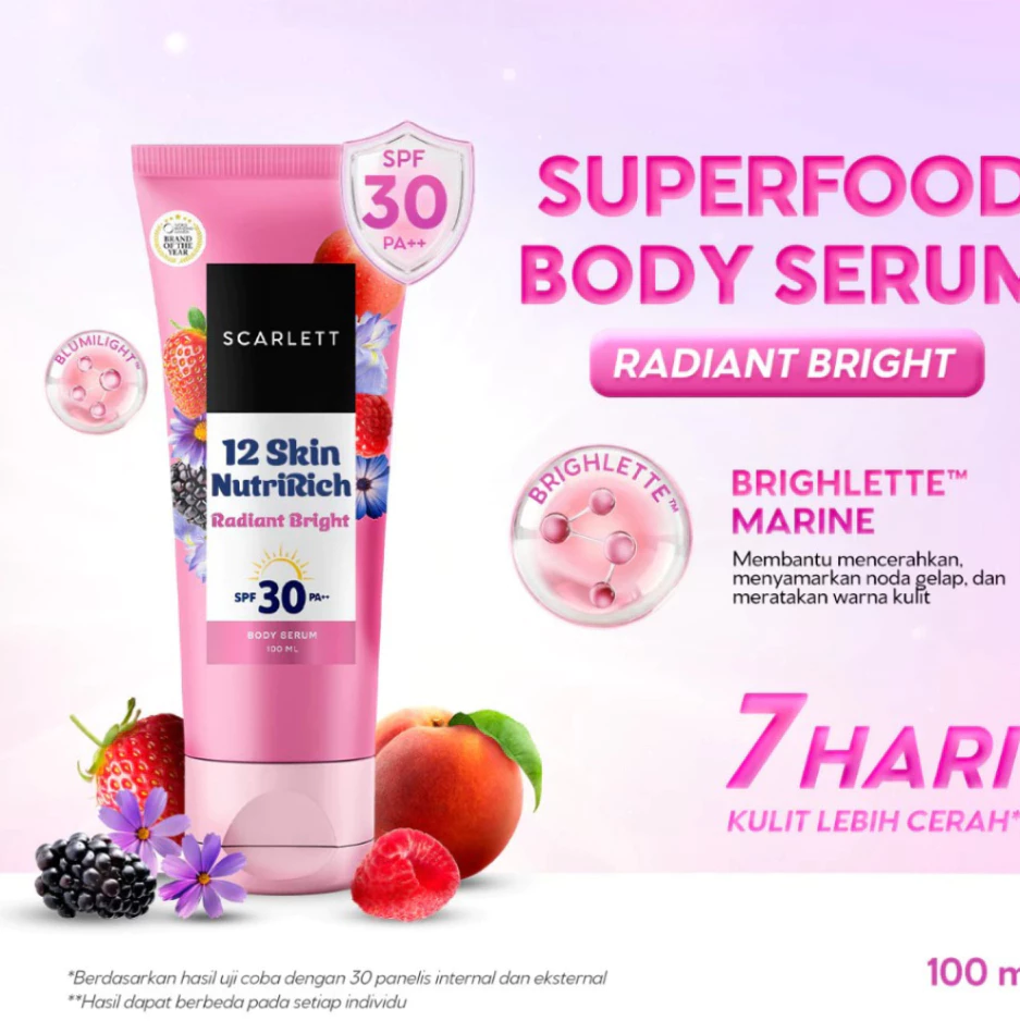 SCARLETT Superfood Body Serum SPF 30 PA++ / Radiant Bright, Barrier Glow -100ML / Distributor Cream Ori / - Gambar 3