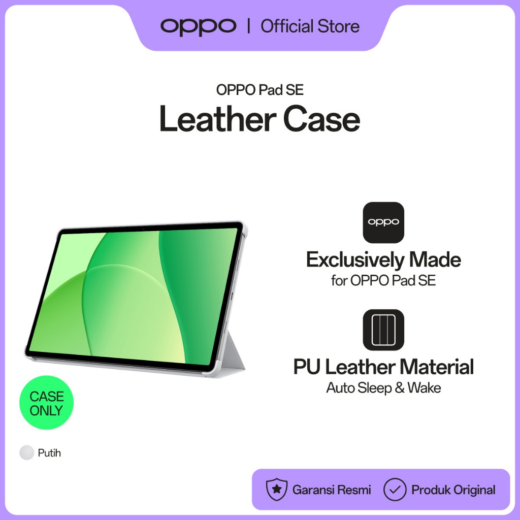 OPPO Pad SE Leather Case with Cover White - Gambar 2