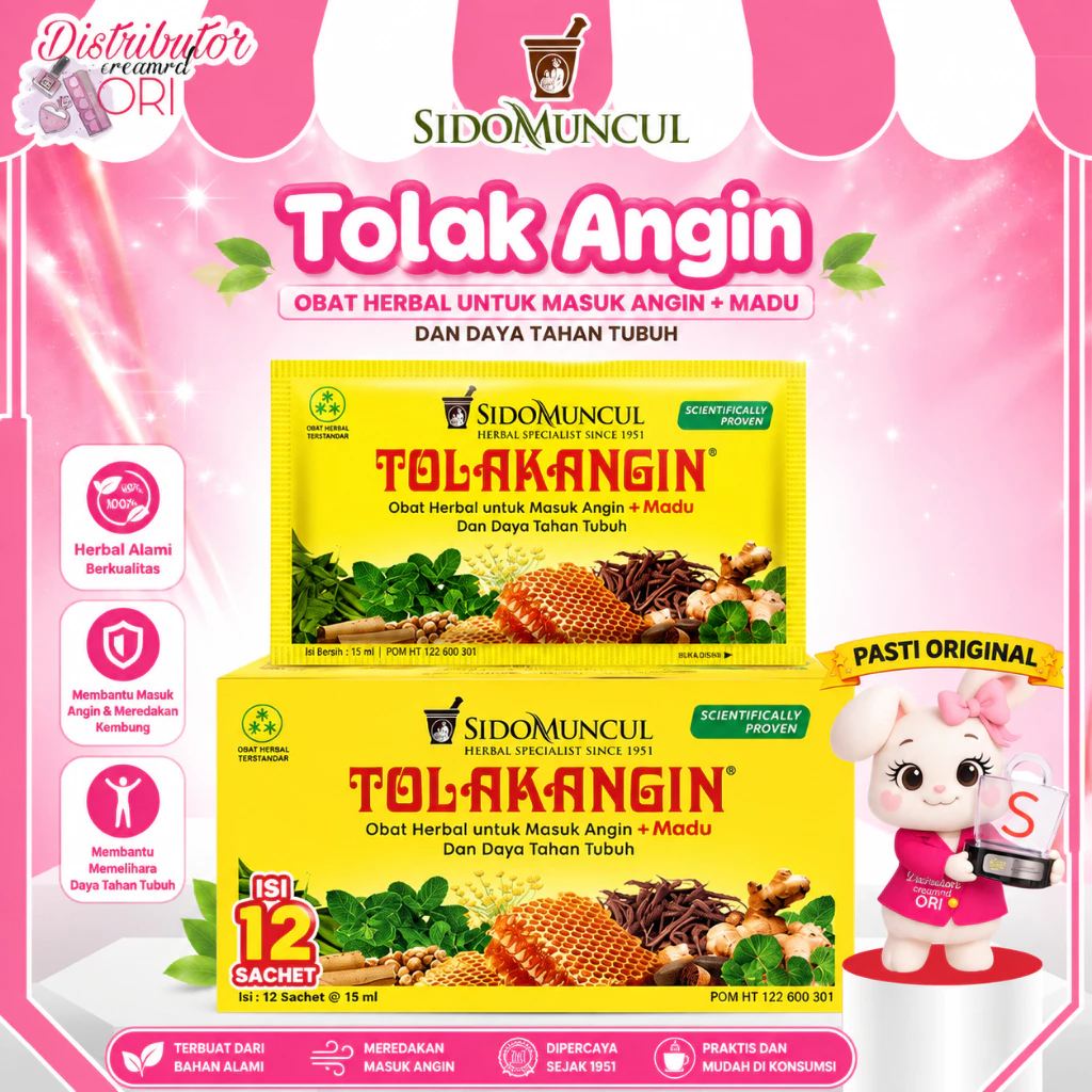SIDOMUNCUL Tolak Angin Cair Herbal 1 Box Isi 12 Sachet - Masuk Angin / Distributor Cream Ori