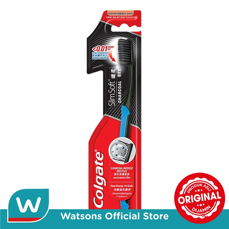 Colgate Sikat Gigi SlimSoft Charcoal Soft 1'S - Gambar 2