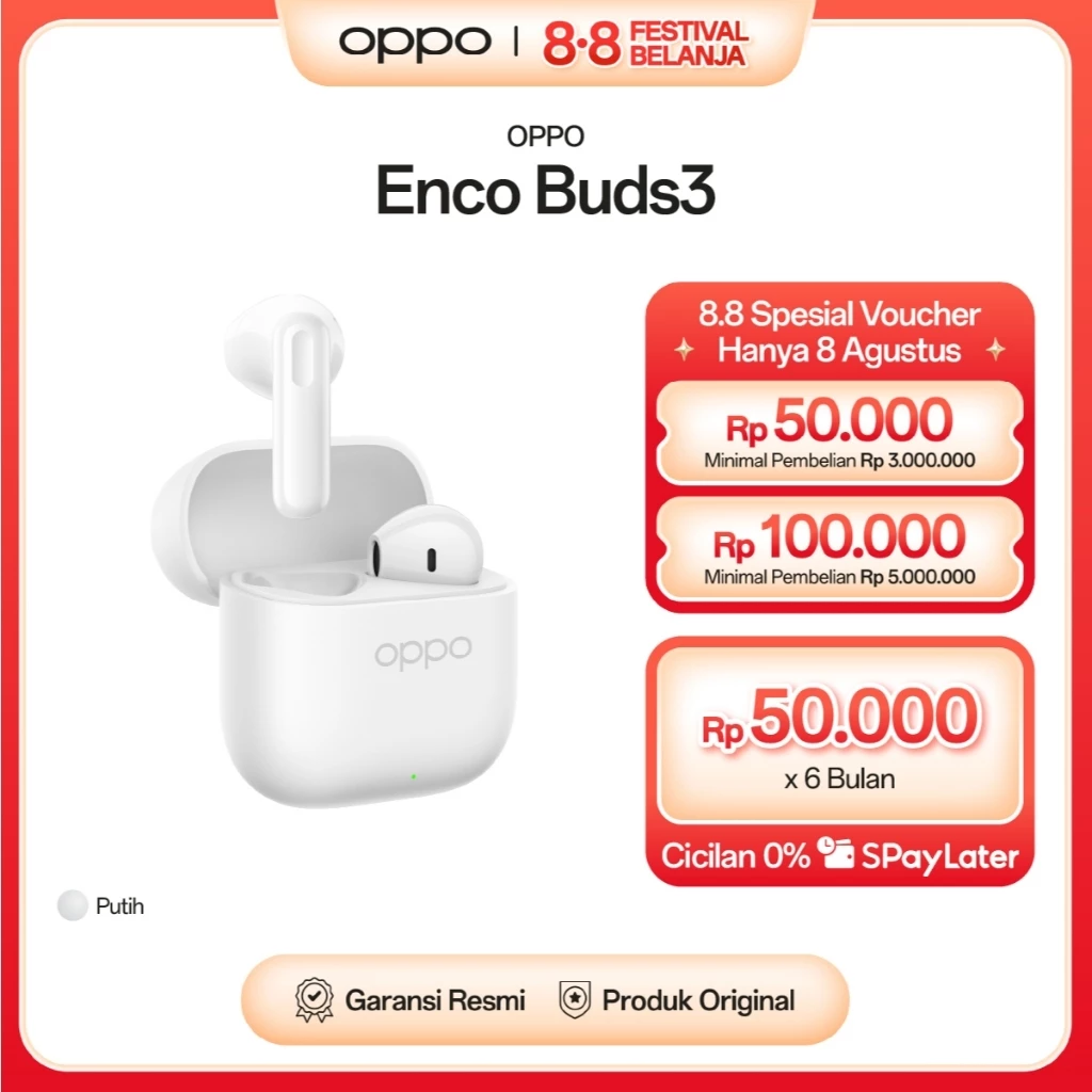 OPPO Enco Buds3 True Wireless Earbuds [Half In-ear Ergonomic Design, 48 Hours Long Battery Life, AI Translate]