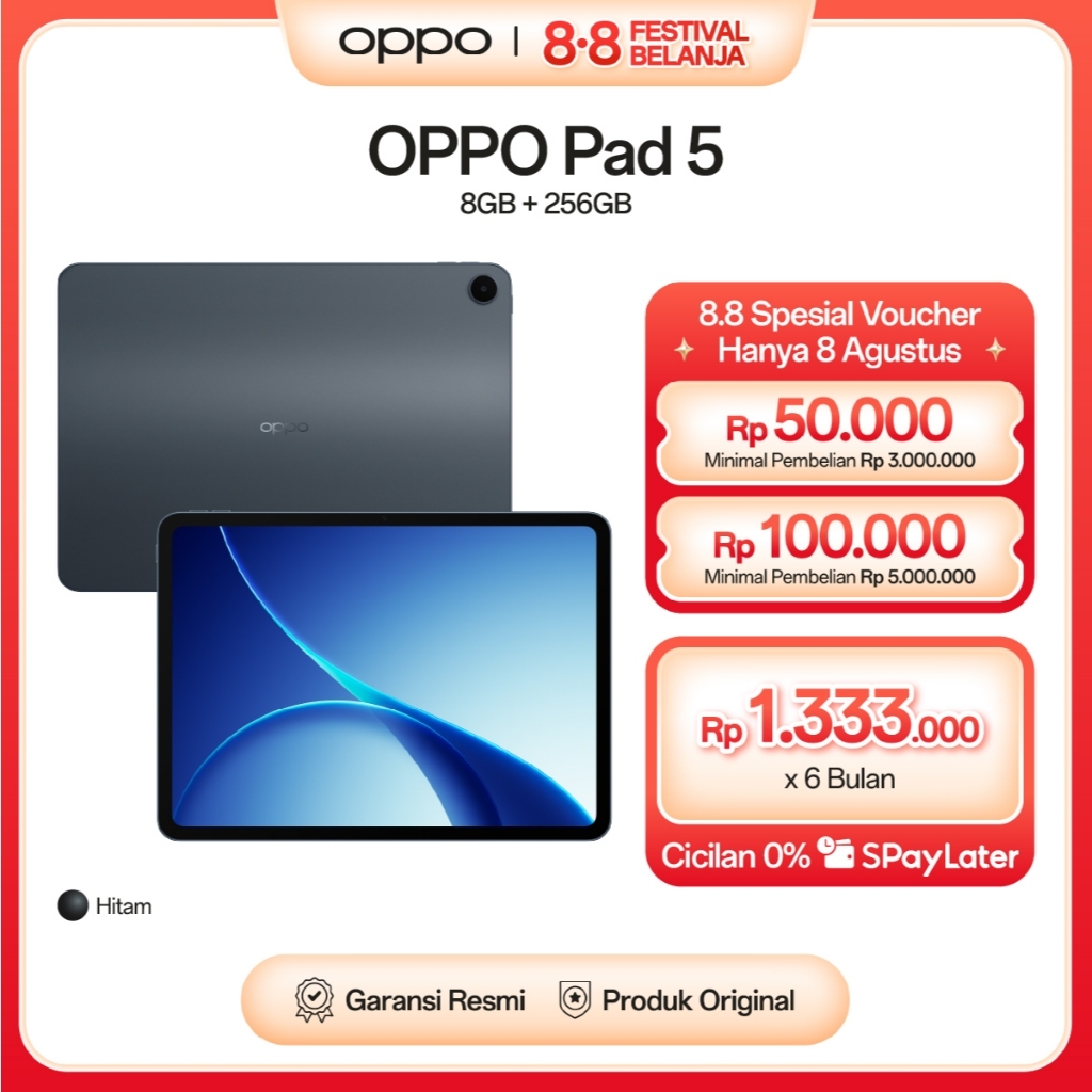 [NEW] OPPO Pad 5 Matte Display Edition 8GB/256GB Starlight Black WIFI [12.1" 2.8K Anti-Glare Matte Display, AI-Powered Note-Taking, 10050mAh Massive Batter]