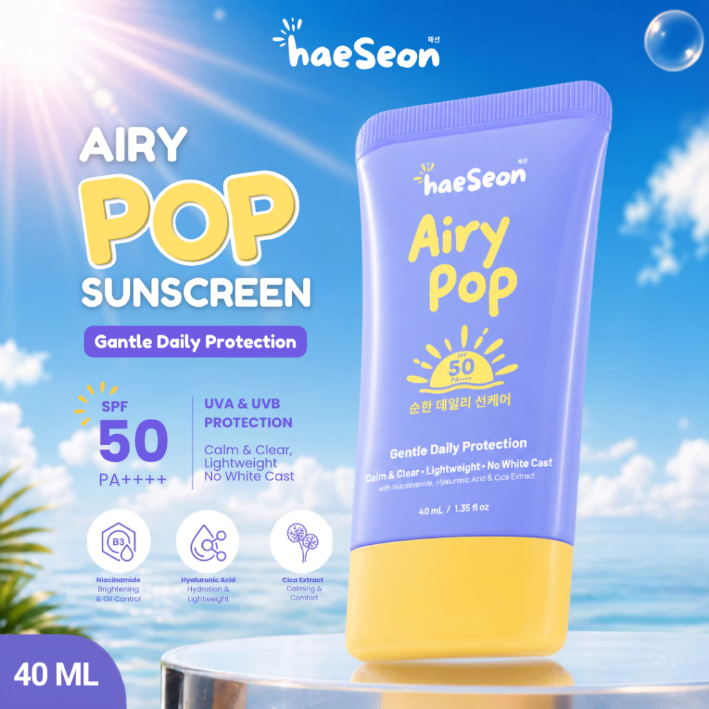 [MAISON MOTIF] Haeseon Airy Pop Daily Sunscreen SPF 50 PA++++ 40ml Calm Lightweight No White Cast