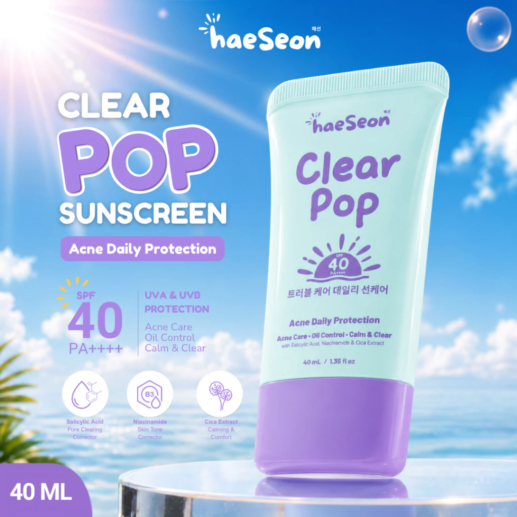 [MAISON MOTIF] Haeseon Clear Pop Daily Sunscreen SPF 40 PA++++ 40ml Acne Care Calming