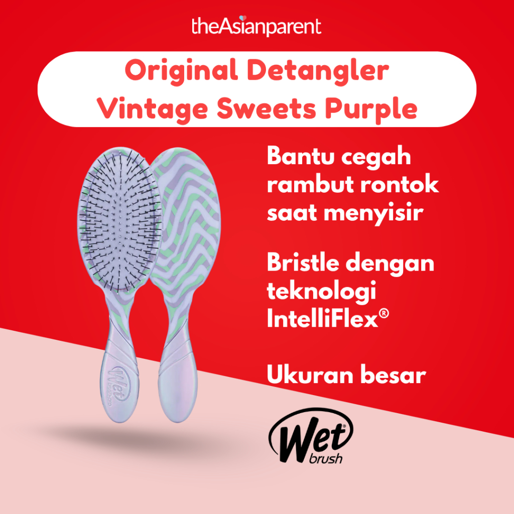 Wet Brush Original Detangler Vintage Sweets Purple - Ukuran Besar & Bristle IntelliFlex