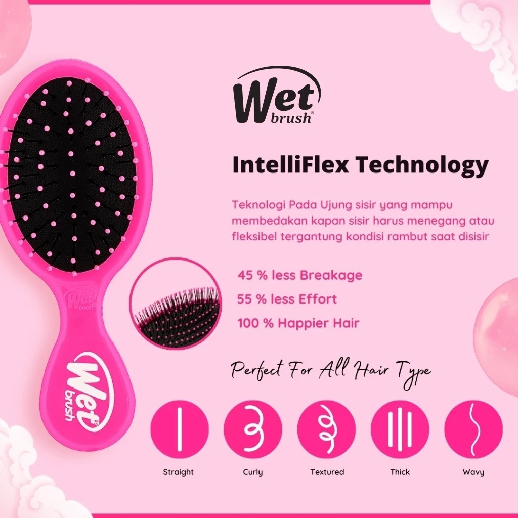 Wet Brush Mini Original Detangler Sisir Anti Kusut Bristle IntelliFlex Ukuran Kecil - Gambar 3