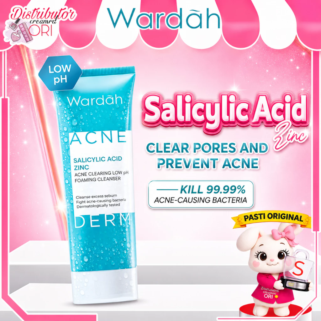Wardah Acnederm Facial Wash Salicylic Acid Zinc Acne 50ML / Distributor Cream Ori