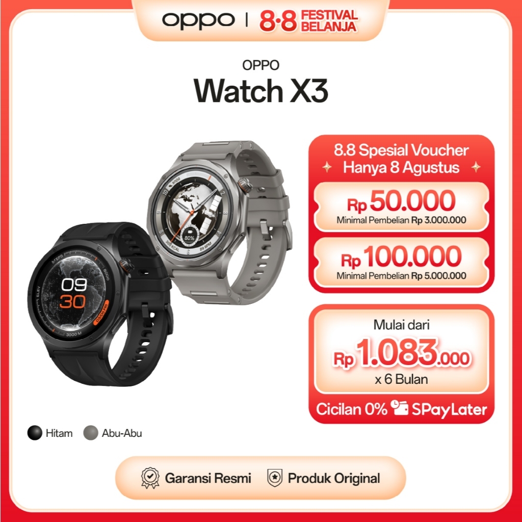 [BARU] OPPO Watch X3 OWWE261 [Aerospace-Grade Titanium Alloy Body, NFC Smart Card Support, IP68 IP69 Water Dust Resistance, Tri-Sense Health Tracking Tech]