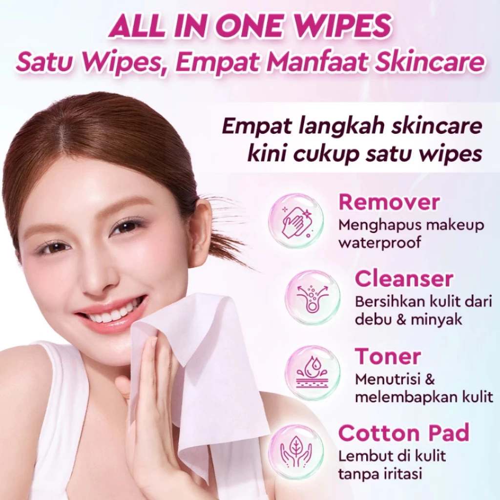 GLAD2GLOW Water Wipes Micellar Water Hapus Makeup Waterproof 10S / Distributor Cream Ori - Gambar 4