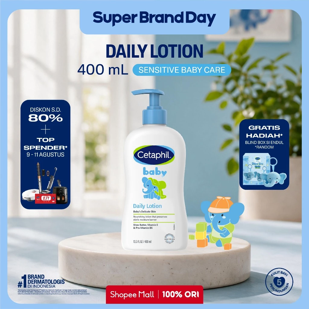 [LIVE ENDUL] Cetaphil Baby Daily Lotion 400ml dengan Sunflower Seed Oil dan Shea Butter untuk Pelembap & Perawatan Kulit Bayi