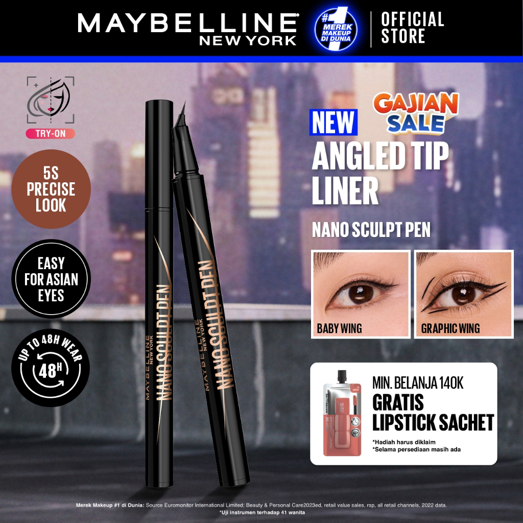 [EXCLUSIVE SHOPEE] MAYBELLINE OFFICIAL Nano Sculpt Pen Liquid Pen Eyeliner Waterproof Smudgeproof Tahan 48 Jam