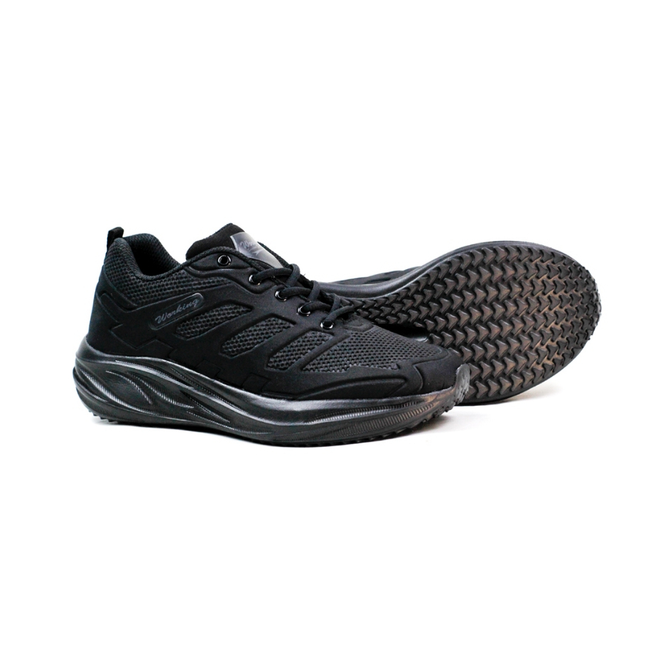 Working Sneakers For You Code Sergion Sepatu Full Hitam Pria Wanita Size 36 - 43 / Sepatu Sekolah / Casual / Running - Gambar 3