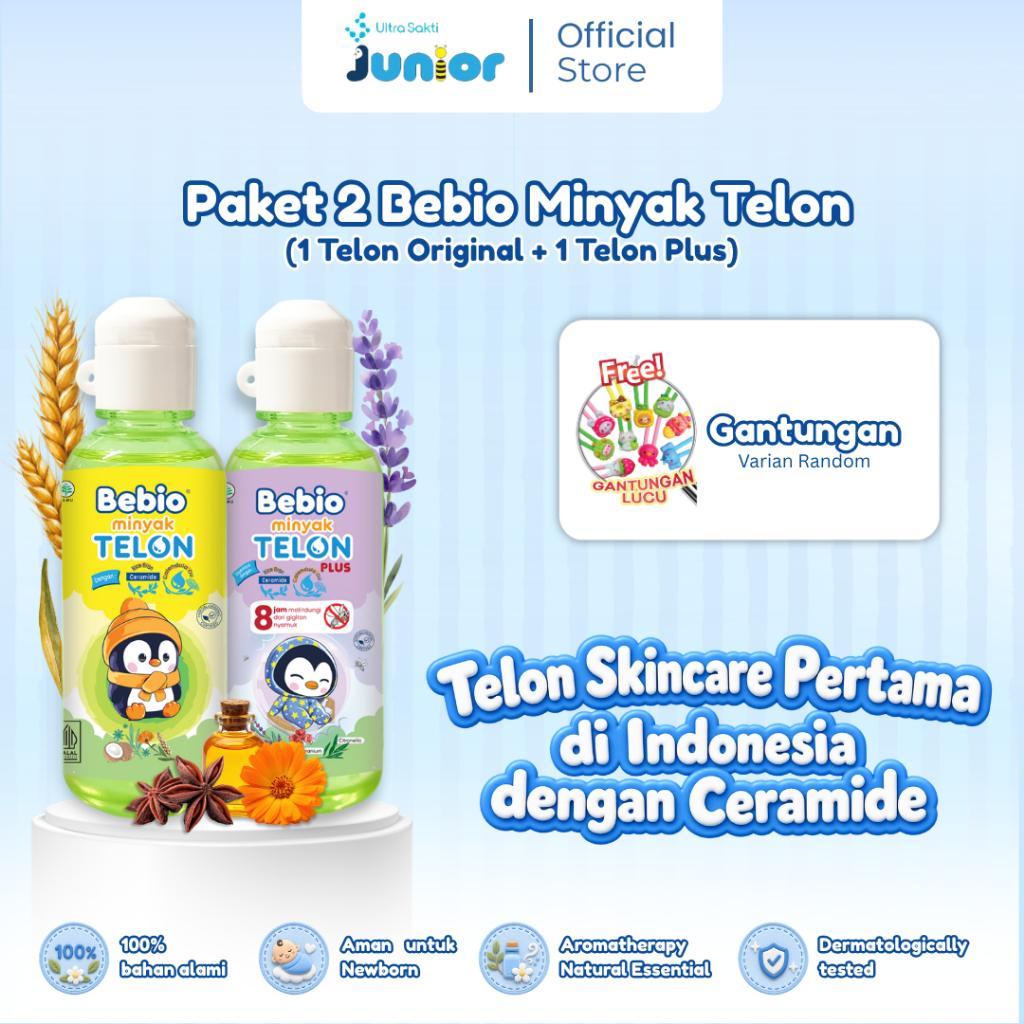 BEBIO Paket 2 Minyak Telon Ceramide Mix 1 Bebio Telon Ceramide Original 60ml + 1 BebioTelon Ceramide Plus 60ml