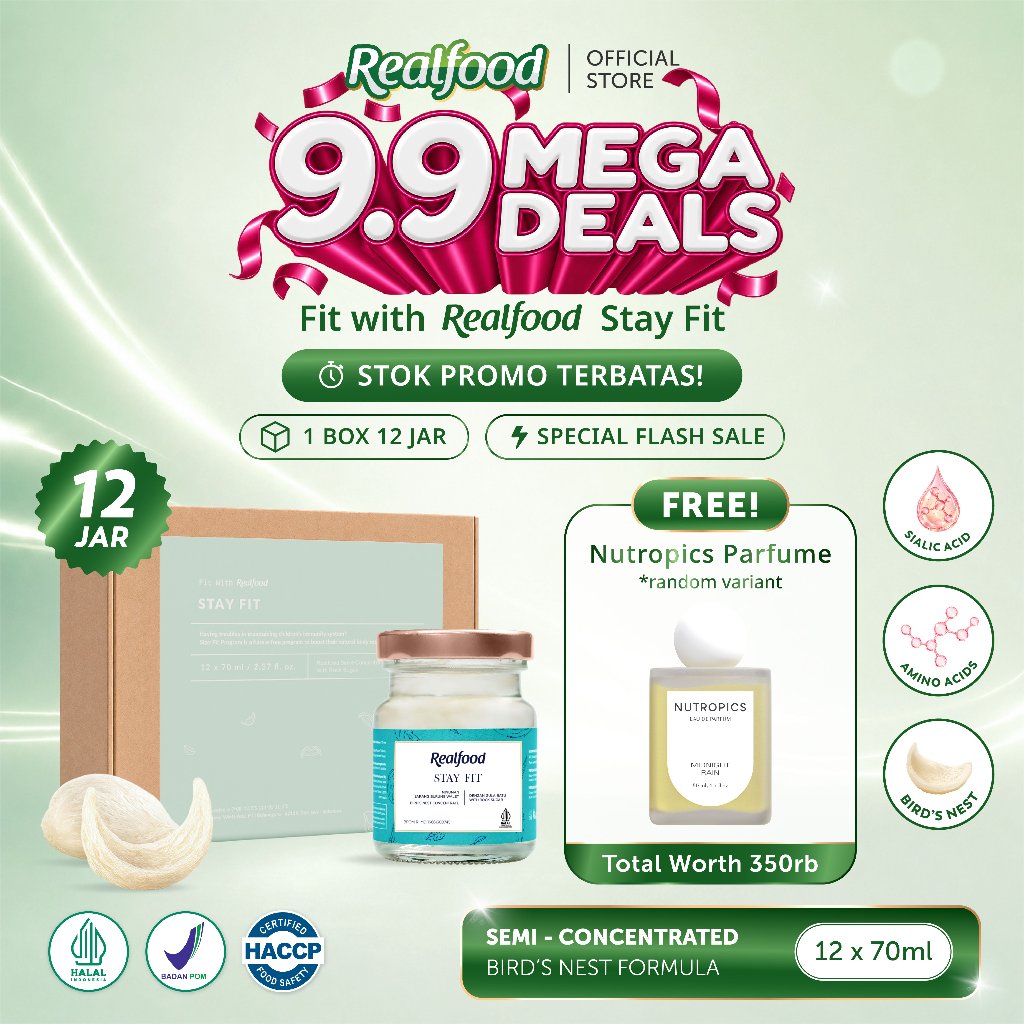 [SPECIAL 9.9 MEGA DEALS] Realfood Stay Fit / Minuman Sarang Burung Walet / Daily Wellness / Nutrisi Harian / Daya Tahan Tubuh / Imun Harian / Wellness Drink / Bird Nest Drink / Minuman Kesehatan untuk Aktivitas Sehari Hari