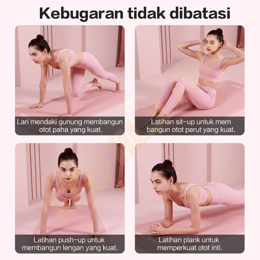 TrailTop Yoga Mat 10mm Extra Tebal 185x80cm Anti Slip Matras Senam Pilates Fitness dengan Tas - Gambar 3