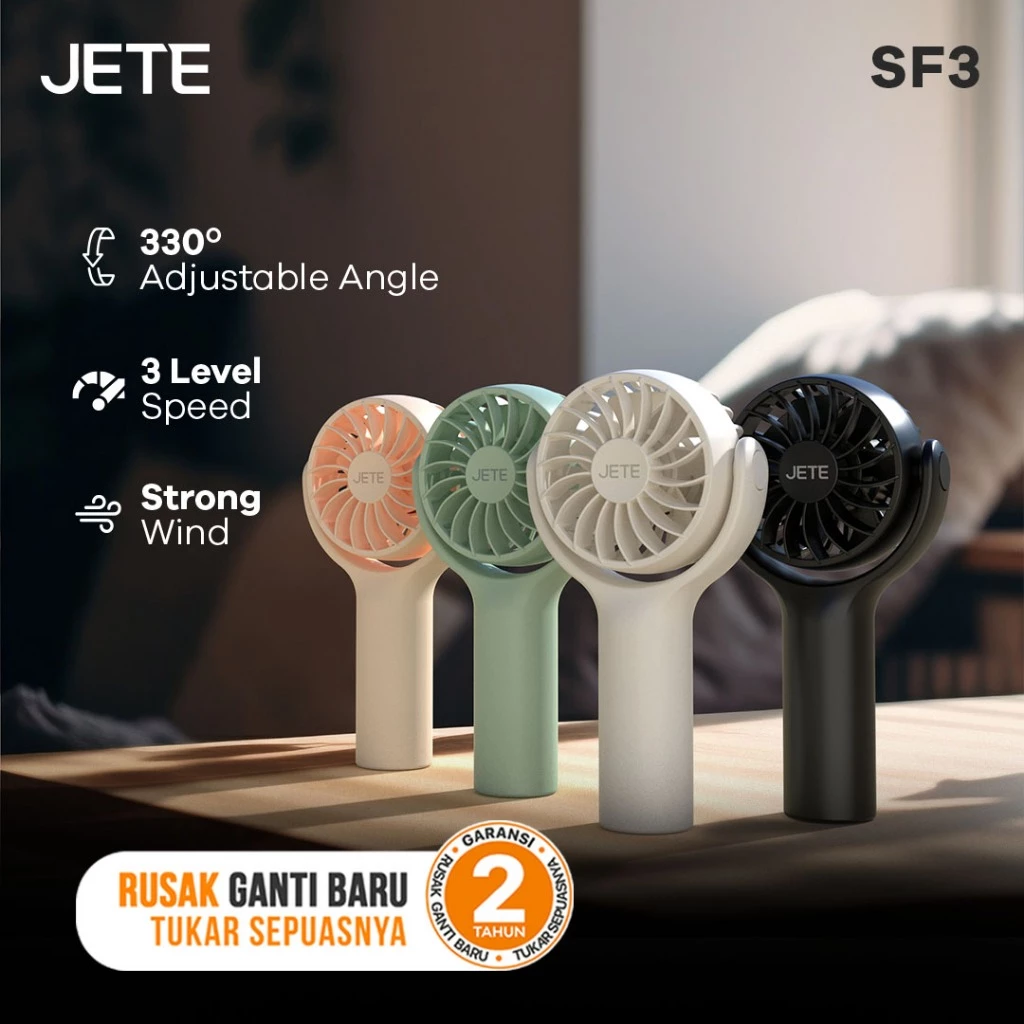 JETE SF3 Kipas Angin Portable Mini 330 Degree Adjustable Angle - Garansi 2 Tahun (RTL) - Gambar 2