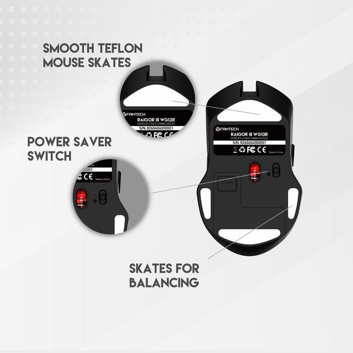 Fantech RAIGOR III WG12R / WG-12R Mouse Wireless Gaming Rechargeable Baterai Computer WG12RS / WG-12RS - Gambar 3