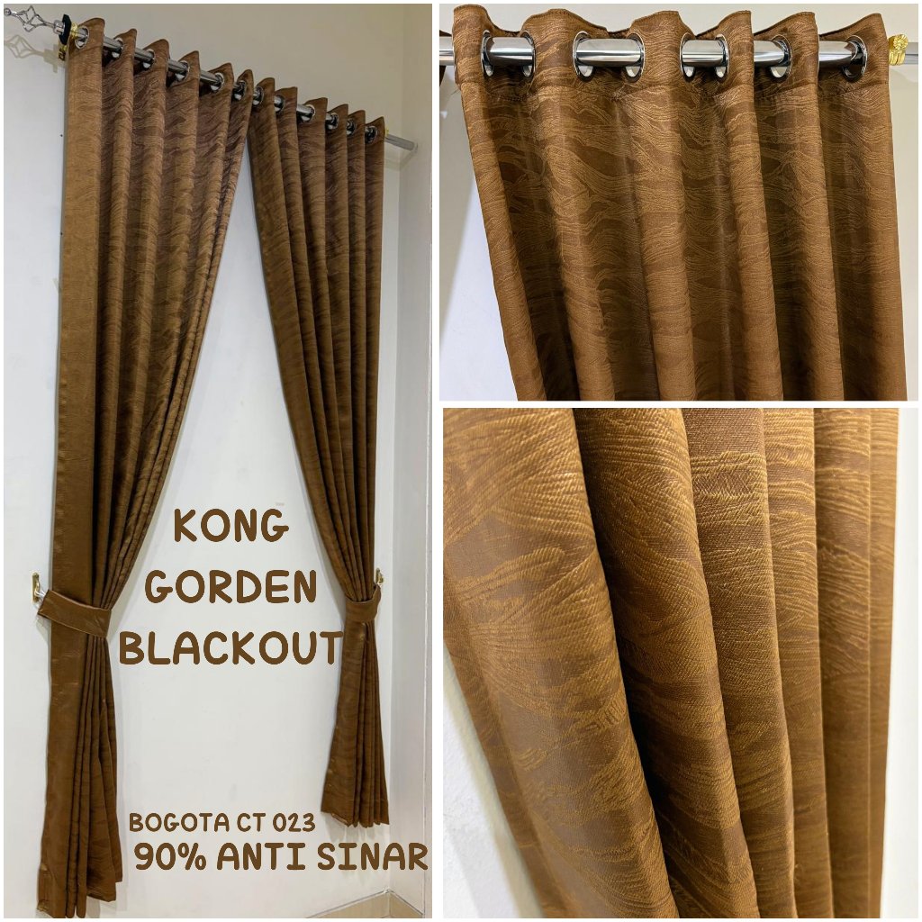 KONG GORDEN BLACKOUT EMBOSS SAFRON MINIMALIS TEBAL 4 UK GORDENG HORDENG TIRAI JENDELA - Gambar 2