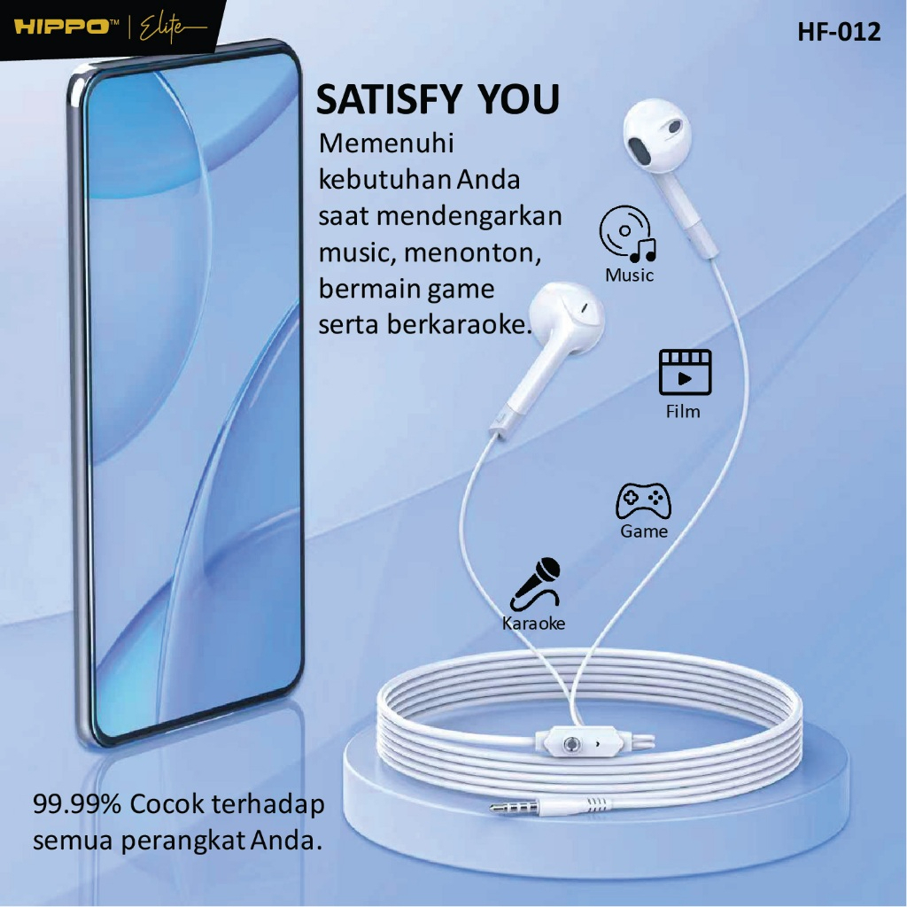 Hippo Wired Headset HF-012 White - Gambar 4