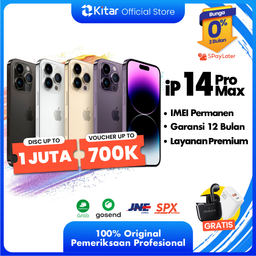 iPhone 14 Pro Max ex iBox Beacukai IMEI Permanen Garansi 12 Bln 100% Original Second iPhone FULLSET 128GB 256GB 512GB 1TB