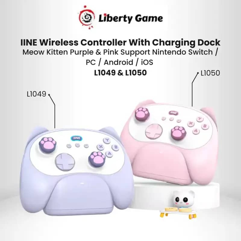 IINE Meow Kitten Wireless Controller with Charging Dock High-Density ...