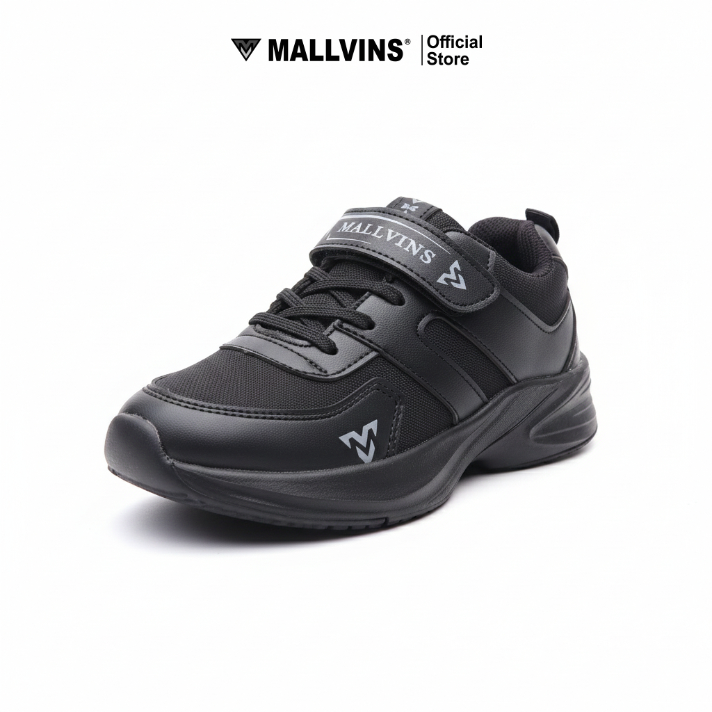 Mallvins- Gaza Full Black - Sepatu Sekolah Casual Sneakers Anak Unisex - Gambar 4