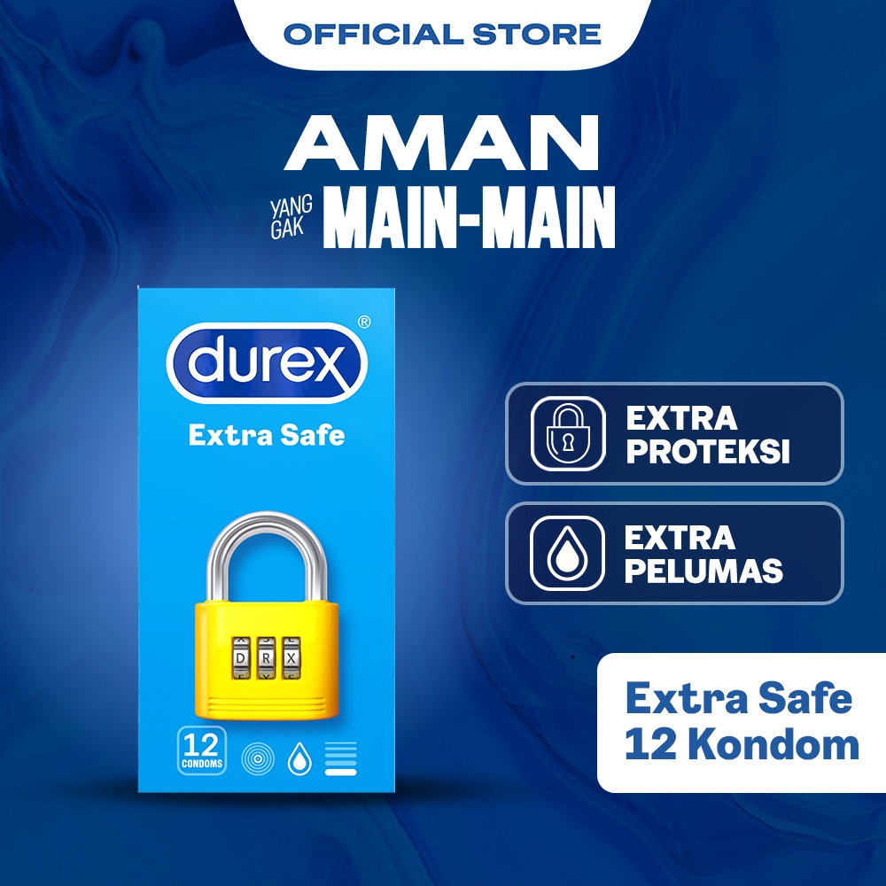 Durex Extra Safe - 12s (Kondom Pria Lebih Tebal Dengan Extra Lubricant, Memberikan Proteksi Lebih Tanpa Mengurangi Kenikmatan. Alat Kontrasepsi)