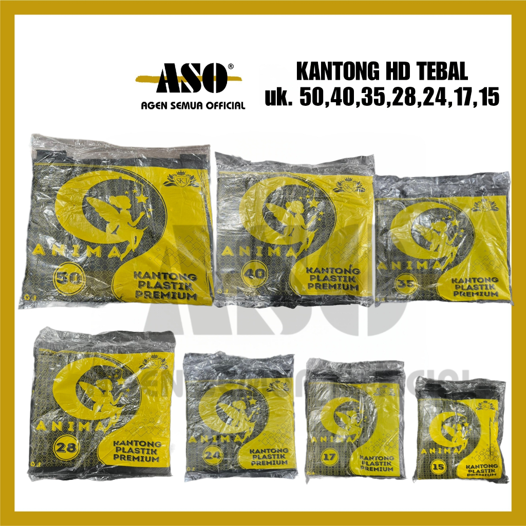 Kantong Plastik Kresek Hitam TEBAL ANIMA 15 17 24 28 35 40 50 ASOY HDPE HITAM PROMO !!!