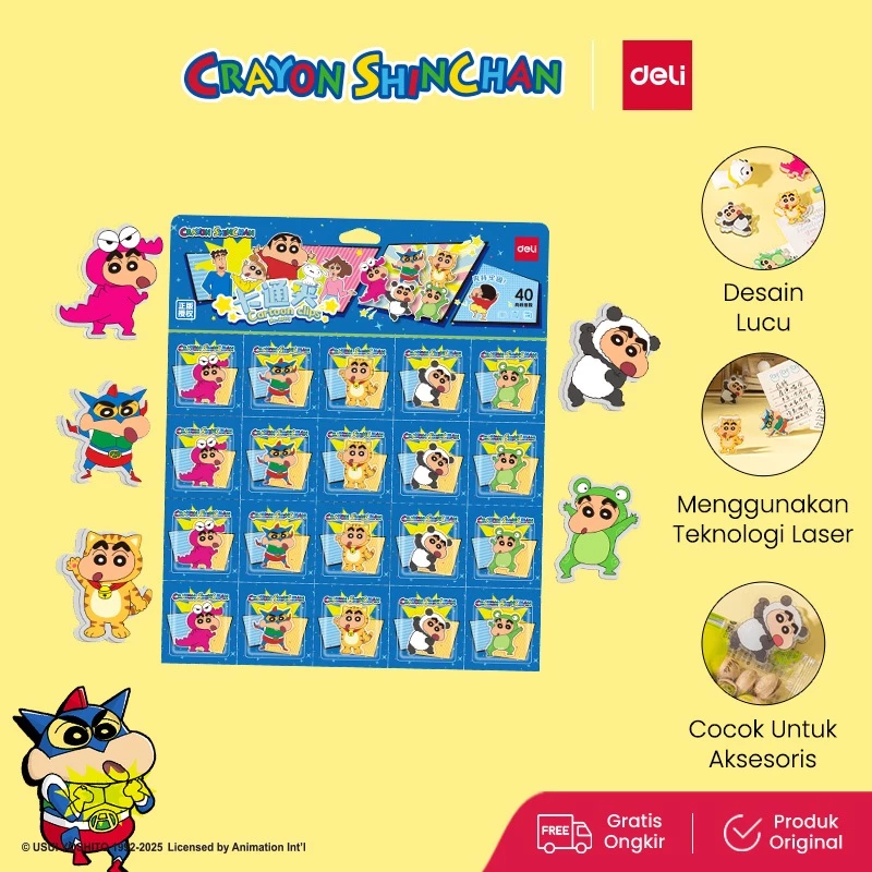 Deli x Sinchan Jepitan Kertas / Binder Clip Akrilik Motif Lucu LB401