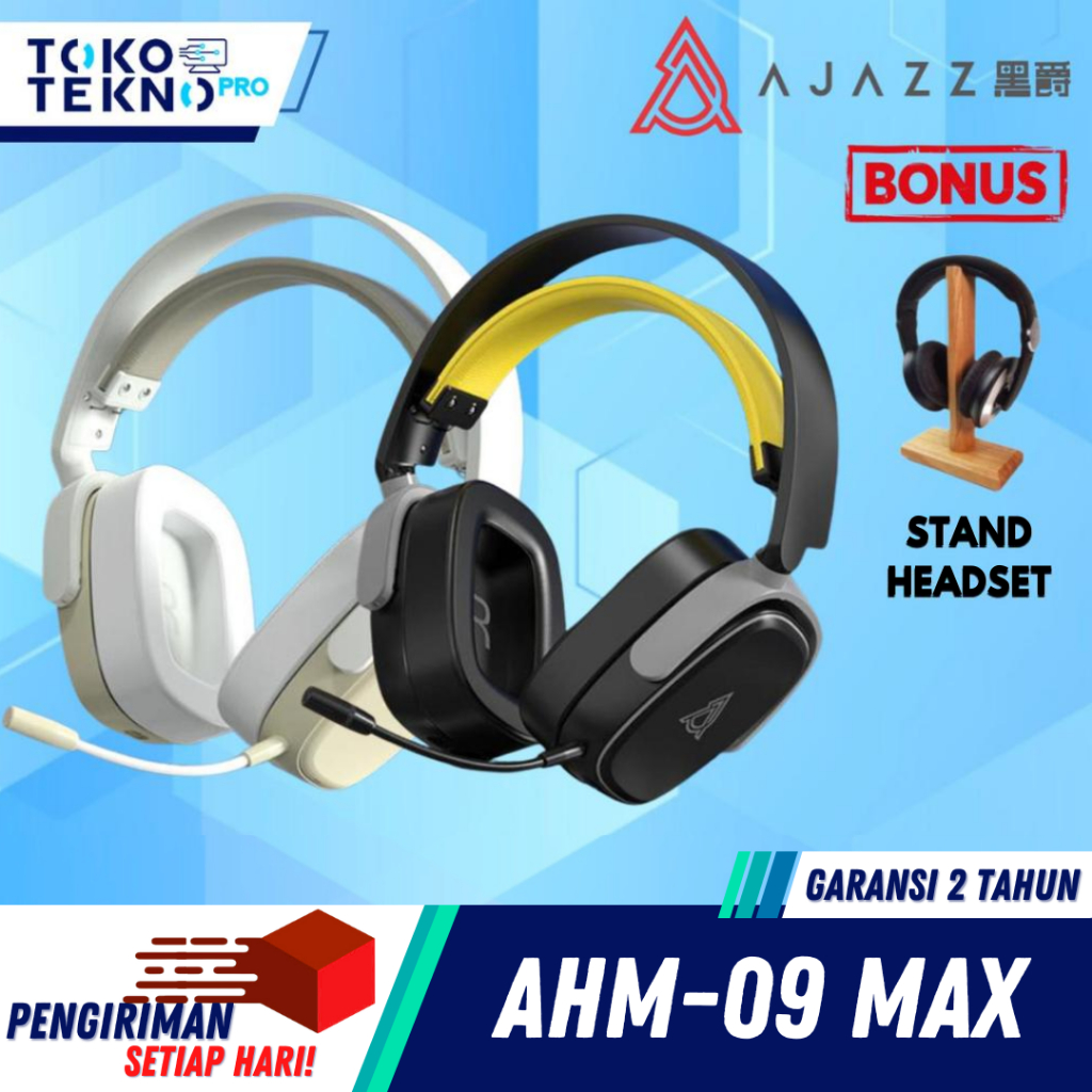 Headset Gaming Ajazz AHM09 / AHM-09 MAX E-Sports Wireless Gaming Headset