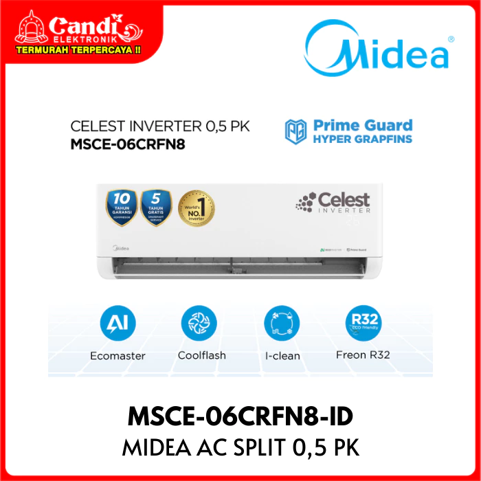 MIDEA Air Conditioner AC 0.5 PK Inverter Eco Master MSCE-06CRFN8-ID - Gambar 3