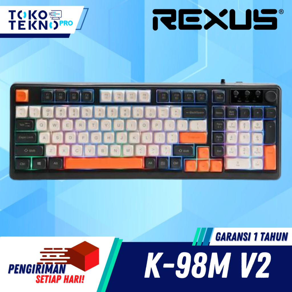 Rexus K98M / K98-M V2 Battlefire Retro Wired Gaming Keyboard with Knob