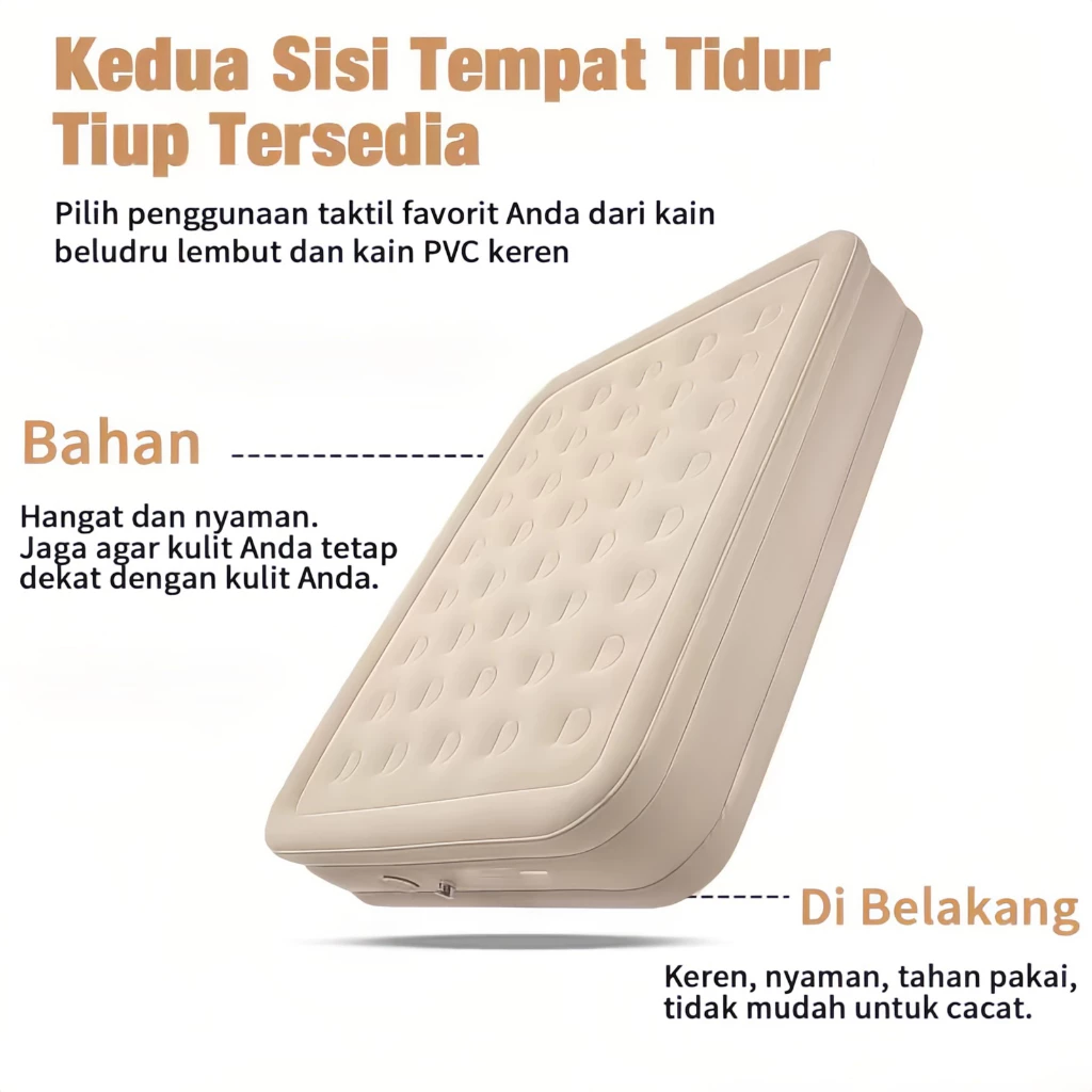 Kasur Tiup Pompa Otomatis Kasur Lipat Tiup Double Air Bed Kasur Udara Dengan Pompa Udara Kasur Tiup Camping - Gambar 4