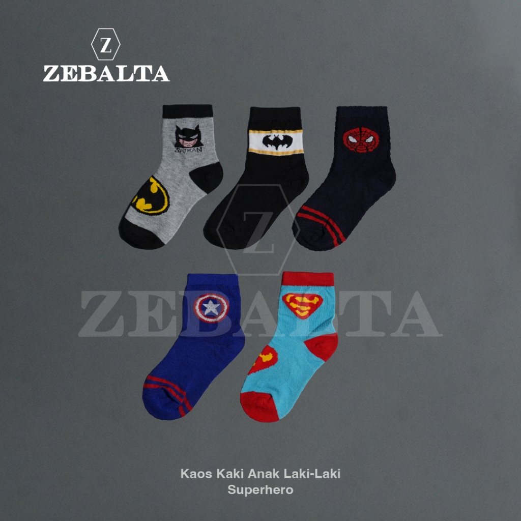 ZEBALTA - Kaos Kaki Anak Laki-Laki Superhero
