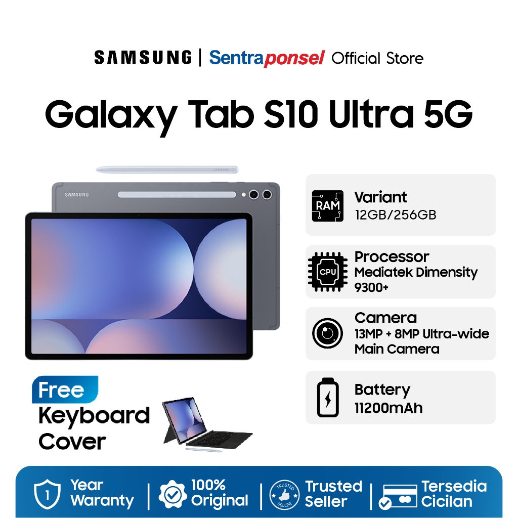 Samsung Galaxy Tablet S10 Ultra 5G 12GB/256GB Gratis Cover keyboard - Garansi Resmi Samsung Indonesia