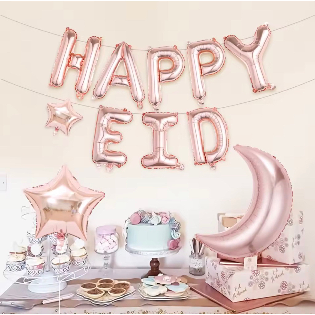 Set of foil balloons with happy eid writing letters 40cm eid party ...