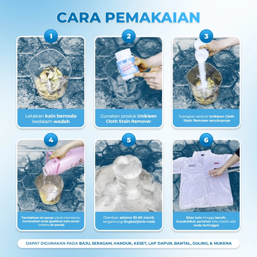 UNIKLEEN pembersih jamur pakaian / cloth stain remover/ pembersih noda pakaian membandel viral tiktok / serbuk ajaib penghilang noda pakaian / pemutih pakaian putih ampuh / pembersih noda baju membandel - Gambar 3