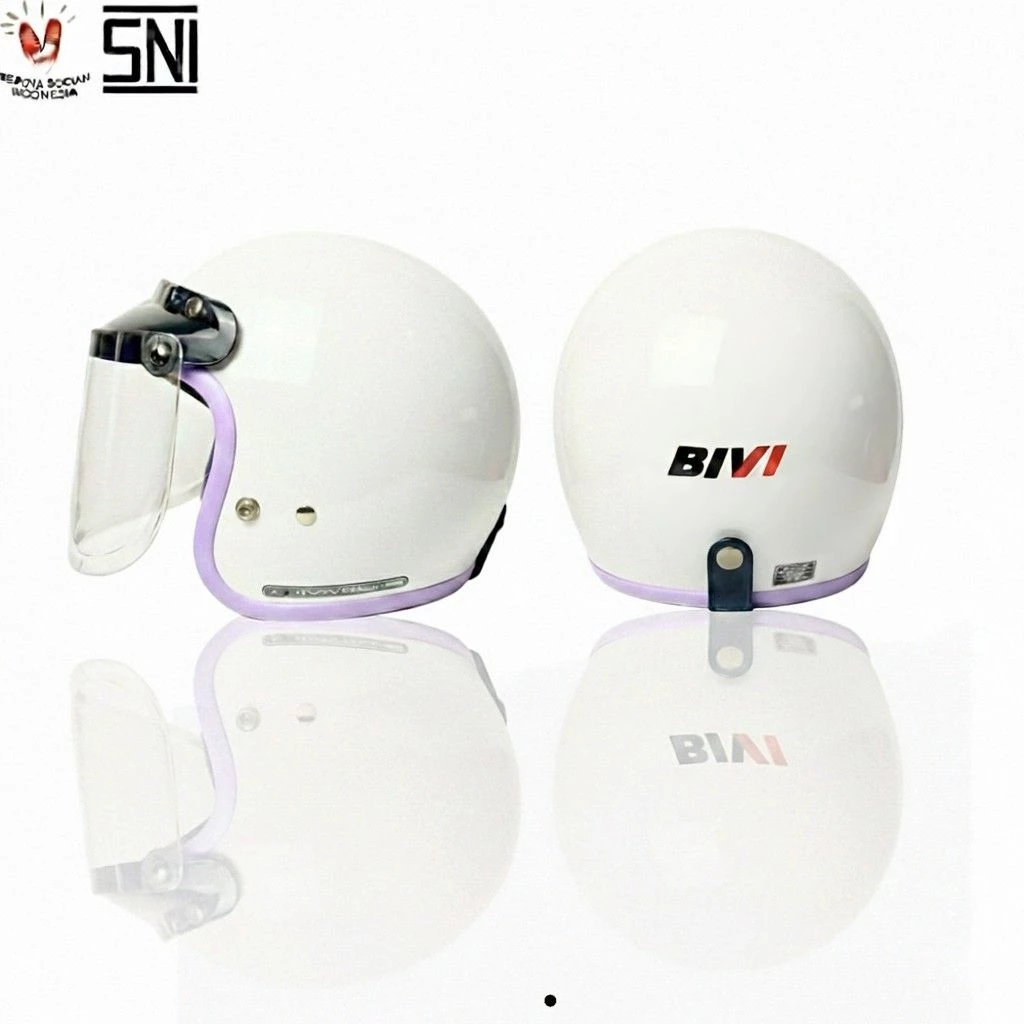 Helm Bogo - Hlem REtro Klasik BIVI PREMIO LIST UNGGU Half Face Wanita Dewasa SNI - Gambar 3