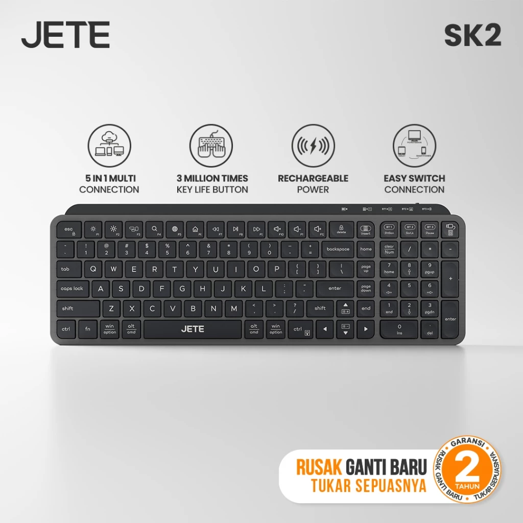 Keyboard Wireless JETE SK2 Keyboard Portable Tanpa Kabel USB Dongle Wireless Keyboard Office Kantor PC Laptop Windows For Macbook (RTL) - Gambar 2