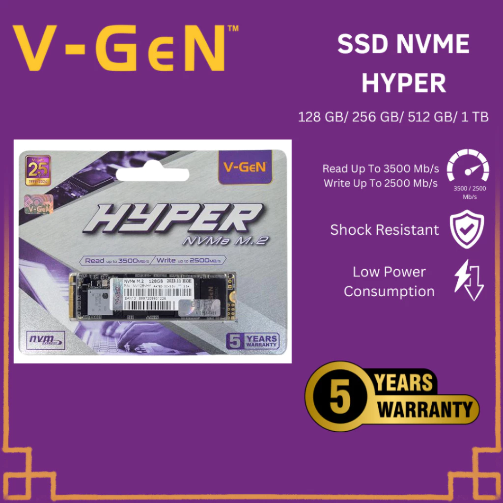 V-GEN HYPER Ssd M.2 NVme 128GB/256GB/512GB/ITB