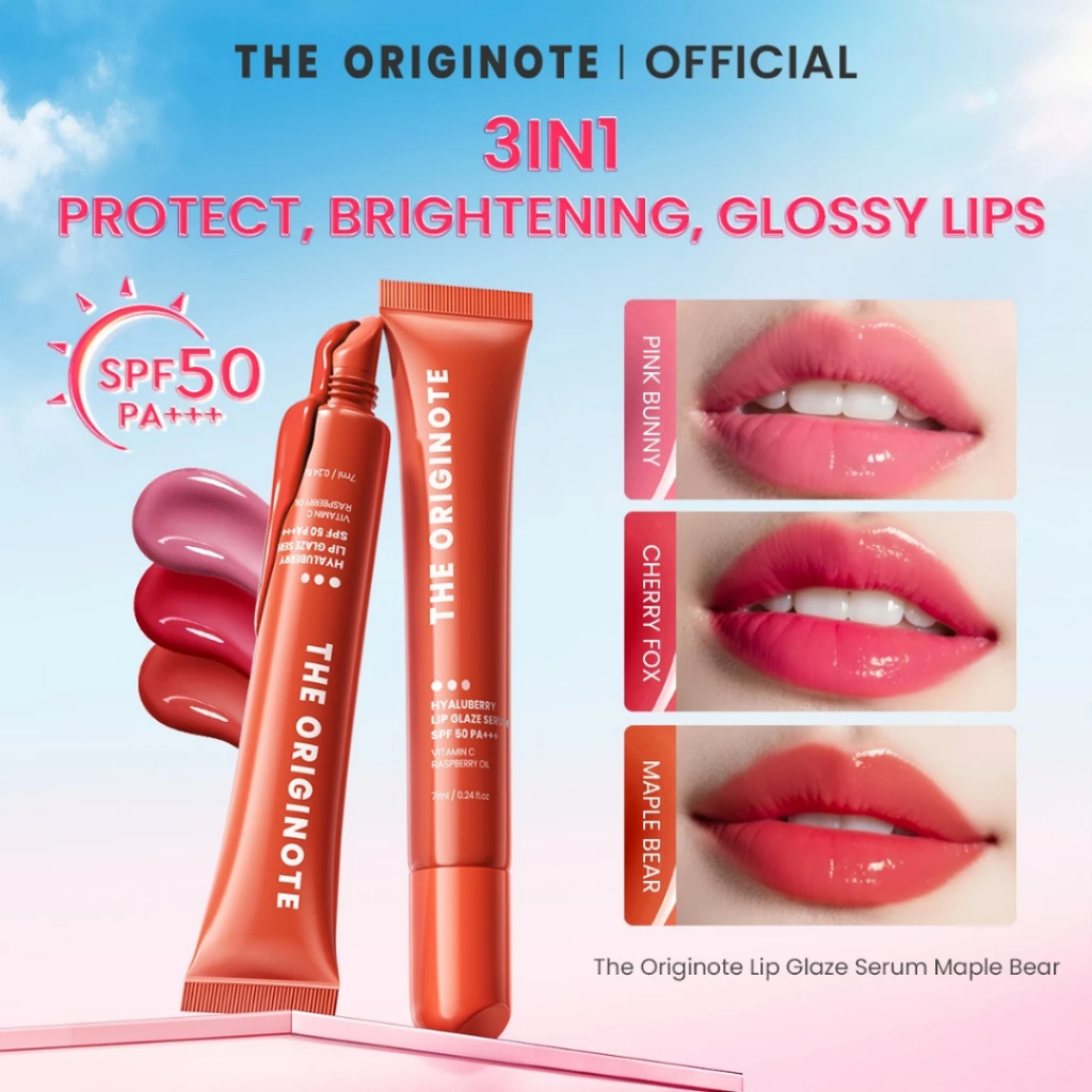 The Originote Hyaluberry Lip Glaze Serum SPF 50 PA+++ Glossy & Plumpy Lips / Merah Jingga Official - Gambar 3