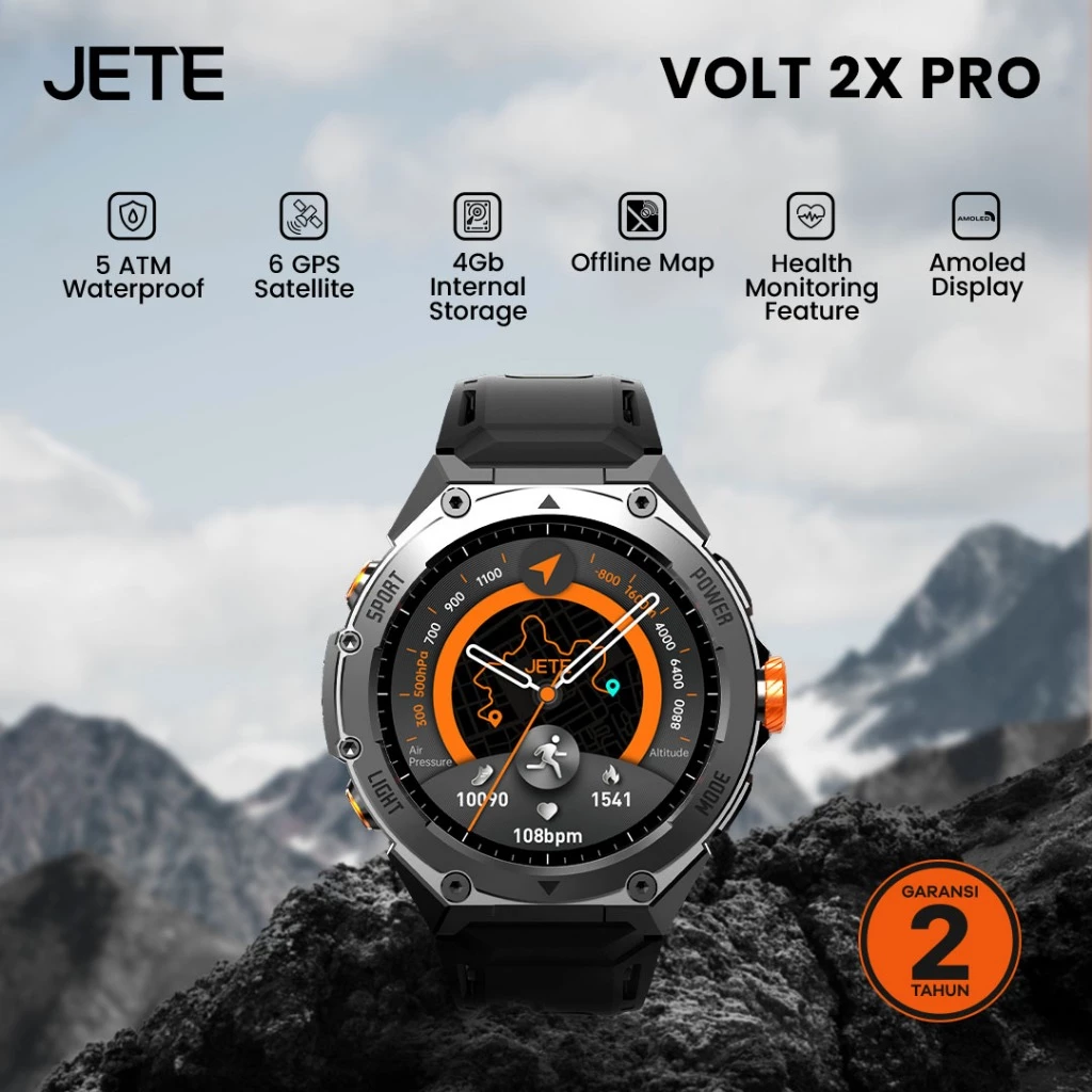 Smartwatch JETE VOLT 2X PRO 1.43 Inch AMOLED Screen Display Jam Tangan AI Running 5 ATM Waterproof Watch 4GB Smart Watch With GPS Sport Flashlight Mode Heart Rate Jam Tangan Pria Wanita (RTL) - Gambar 2