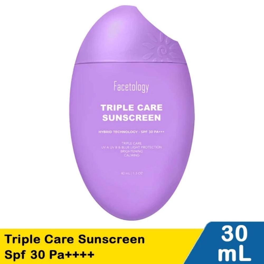 Facetology Triple Care Sunscreen SPF 30 PA+++ 30 ml / Merah Jingga Official - Gambar 2