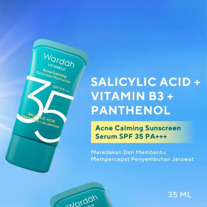 Wardah UV Shield Acne Calming Sunscreen 35ml SPF 35 +++ / Merah Jingga Official - Gambar 2