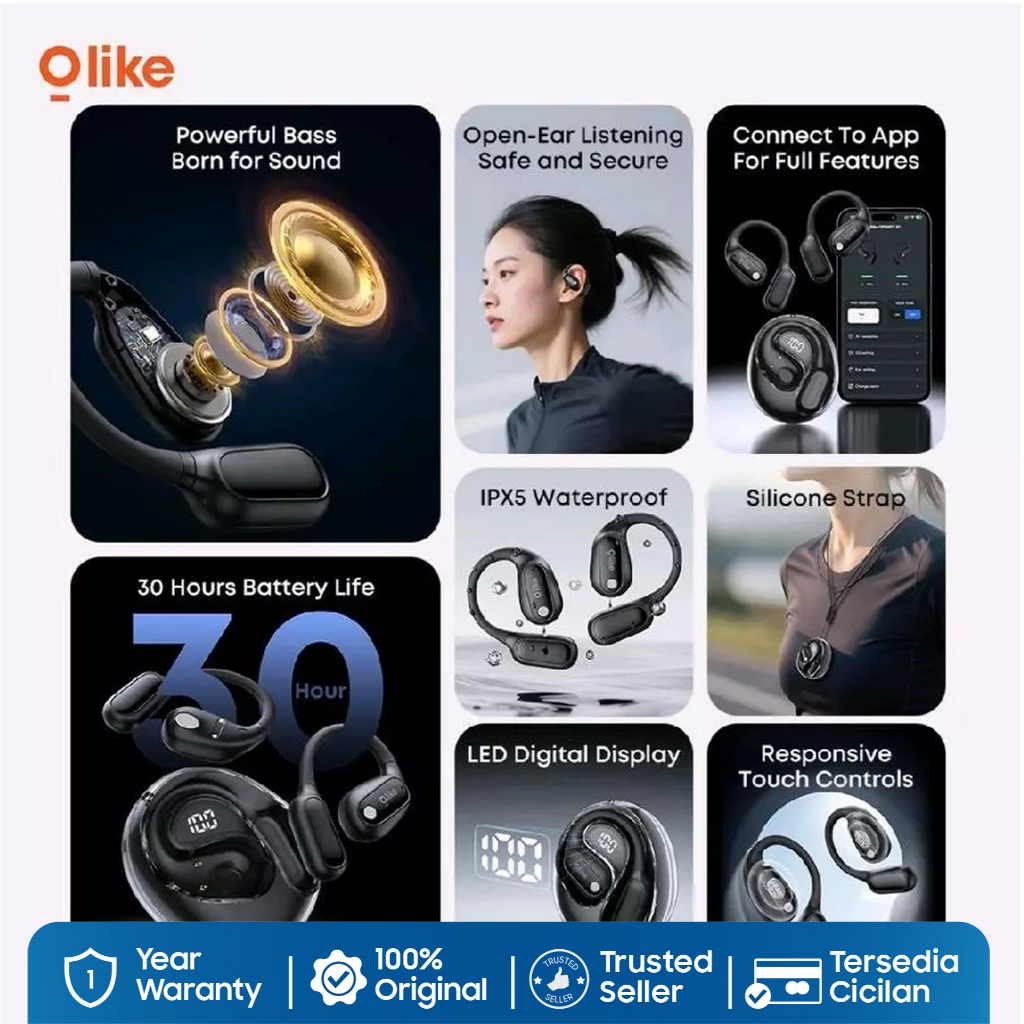 Olike Openfit A1 OWS Open EarHook Wearable Stereo Headset Bluetooth 5.4 Sport True Wireless Earbuds TWS - Gambar 4