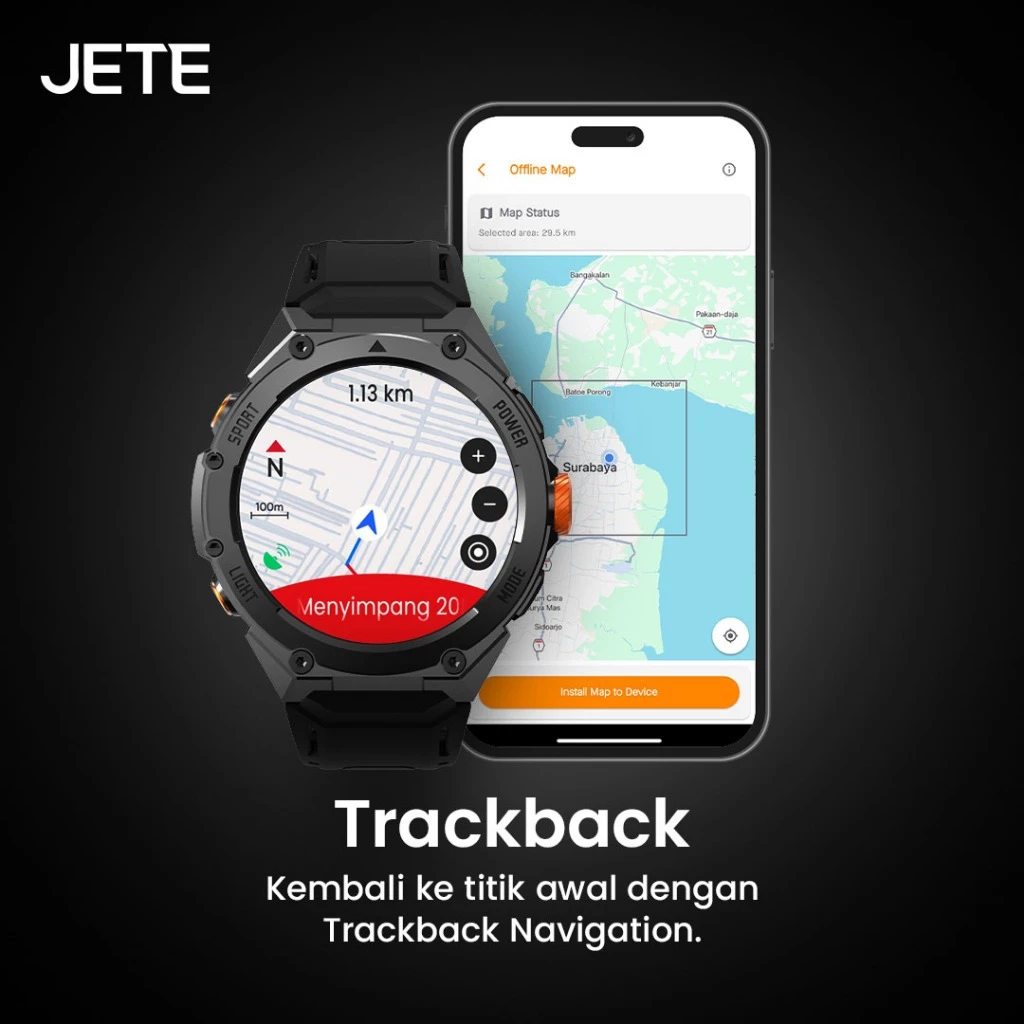 Smartwatch JETE VOLT 2X PRO 1.43 Inch AMOLED Screen Display Jam Tangan AI Running 5 ATM Waterproof Watch 4GB Smart Watch With GPS Sport Flashlight Mode Heart Rate Jam Tangan Pria Wanita (RTL) - Gambar 4